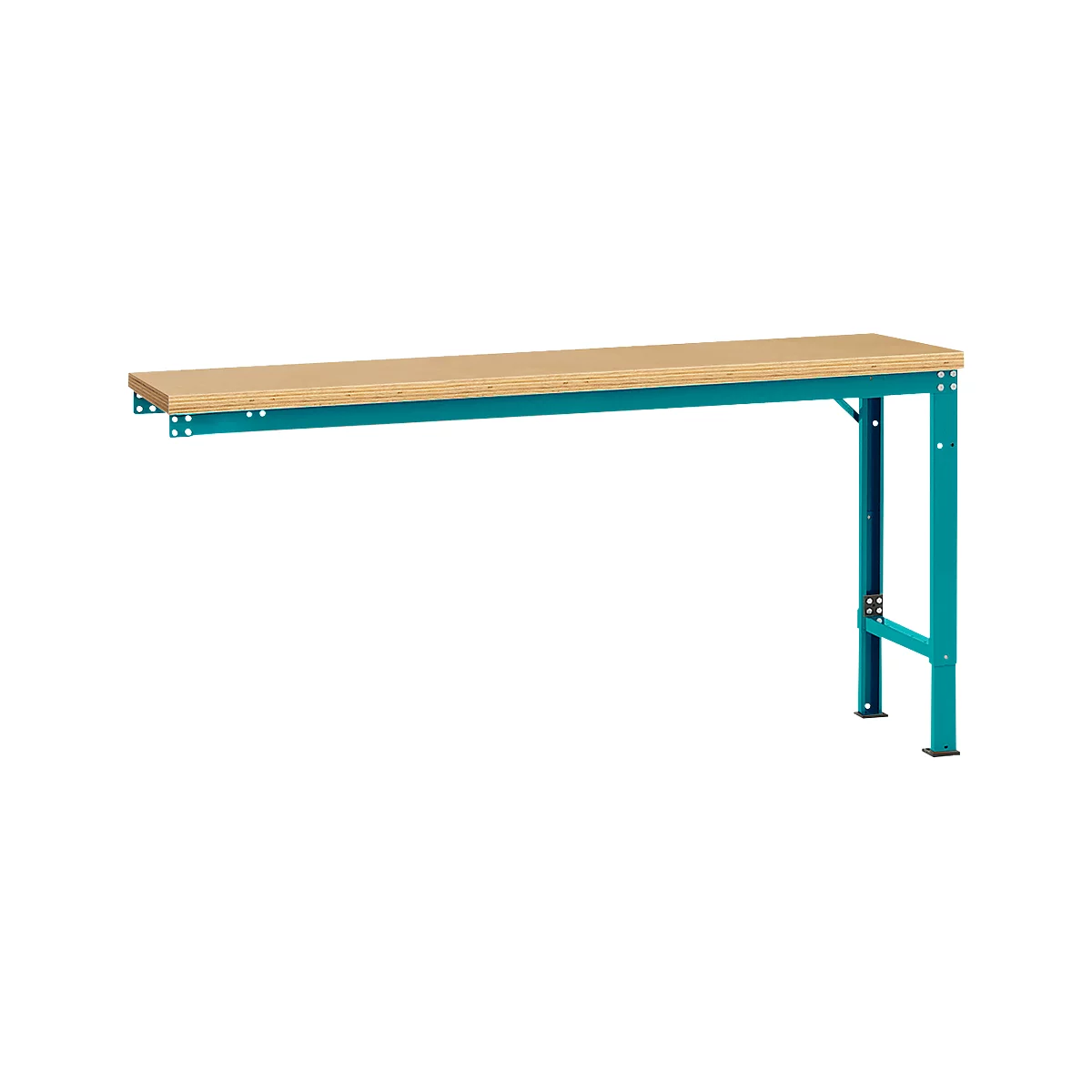 Mesa de extensión Manuflex UNIVERSAL especial, 1750 x 800 mm, multiplex natural, azul agua