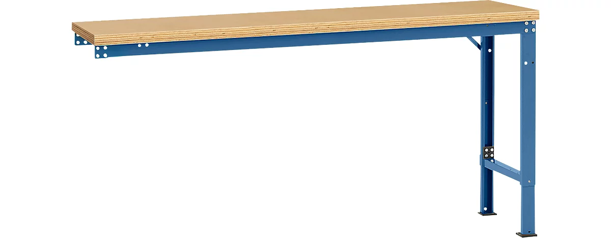 Mesa de extensión Manuflex UNIVERSAL especial, 1750 x 800 mm, multiplex natural, azul brillante