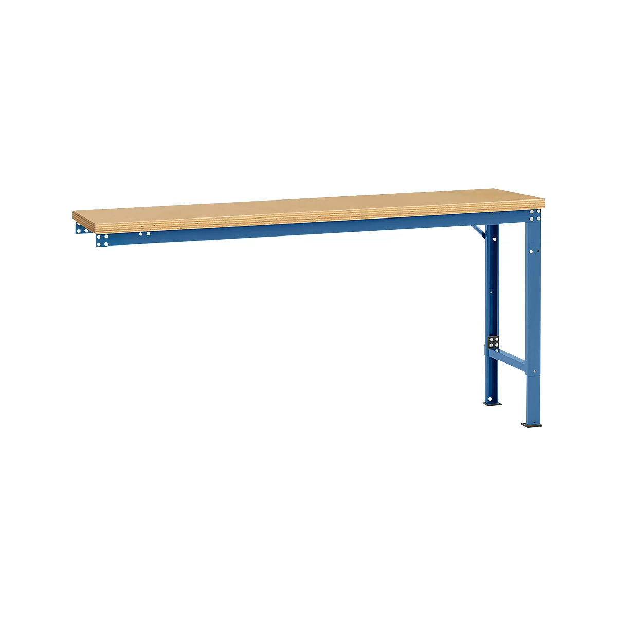 Mesa de extensión Manuflex UNIVERSAL especial, 1750 x 800 mm, multiplex natural, azul brillante