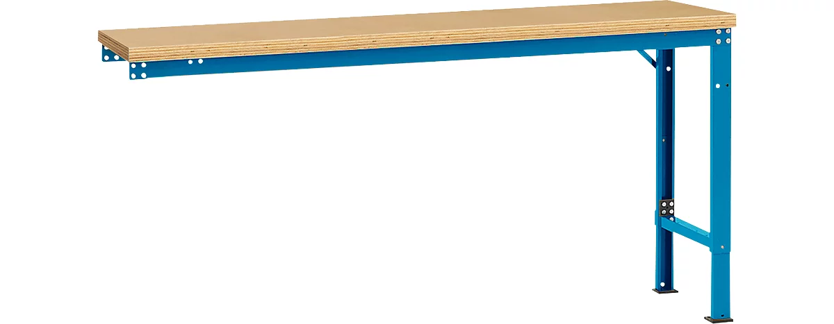 Mesa de extensión Manuflex UNIVERSAL especial, 1750 x 800 mm, multiplex natural, azul luminoso