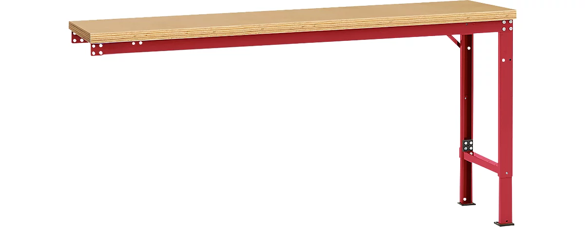 Mesa de extensión Manuflex UNIVERSAL especial, 1750 x 800 mm, multiplex natural, rojo rubí
