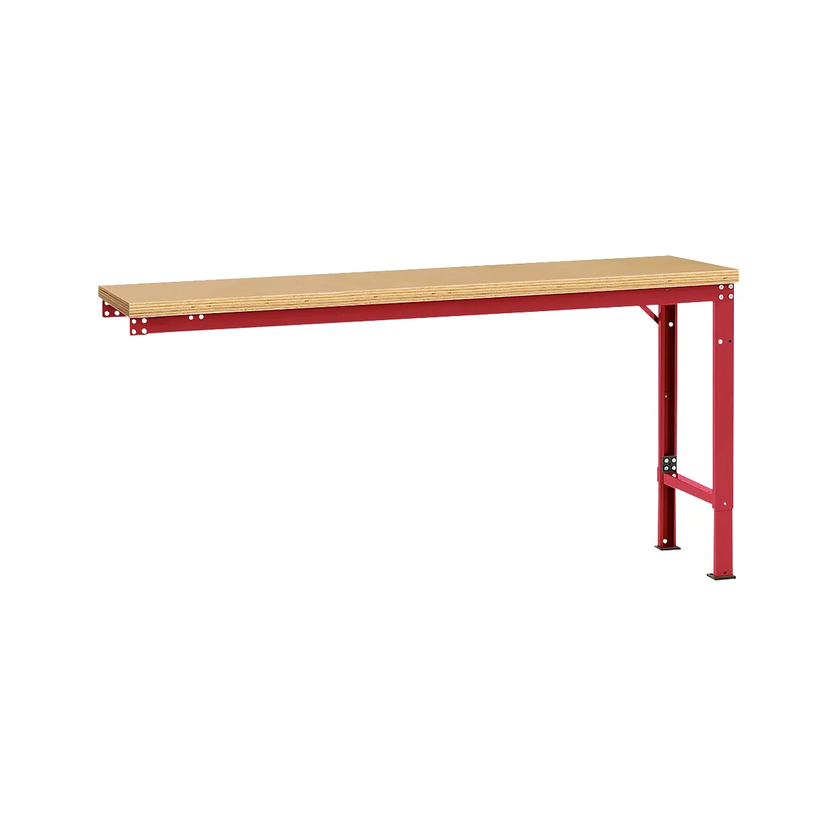 Mesa de extensión Manuflex UNIVERSAL especial, 1750 x 800 mm, multiplex natural, rojo rubí