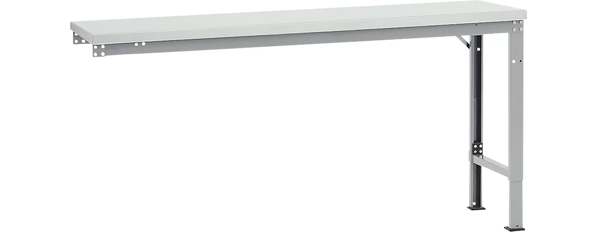 Mesa de extensión Manuflex UNIVERSAL especial, 1750 x 800 mm, plástico gris luminoso, aluminio plateado