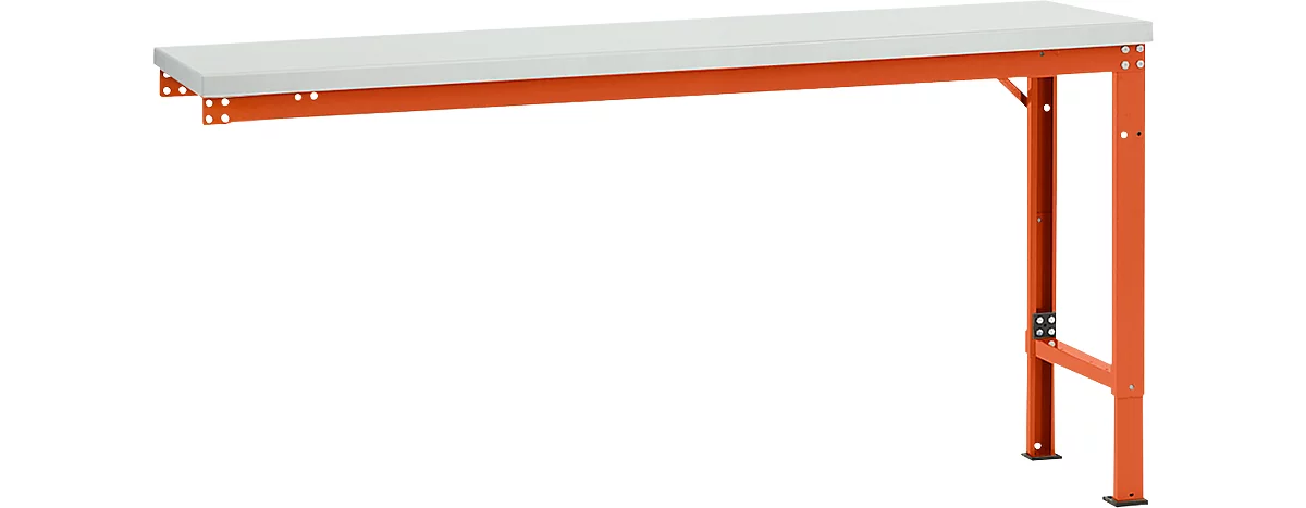 Mesa de extensión Manuflex UNIVERSAL especial, 1750 x 800 mm, plástico gris luminoso, rojo anaranjado