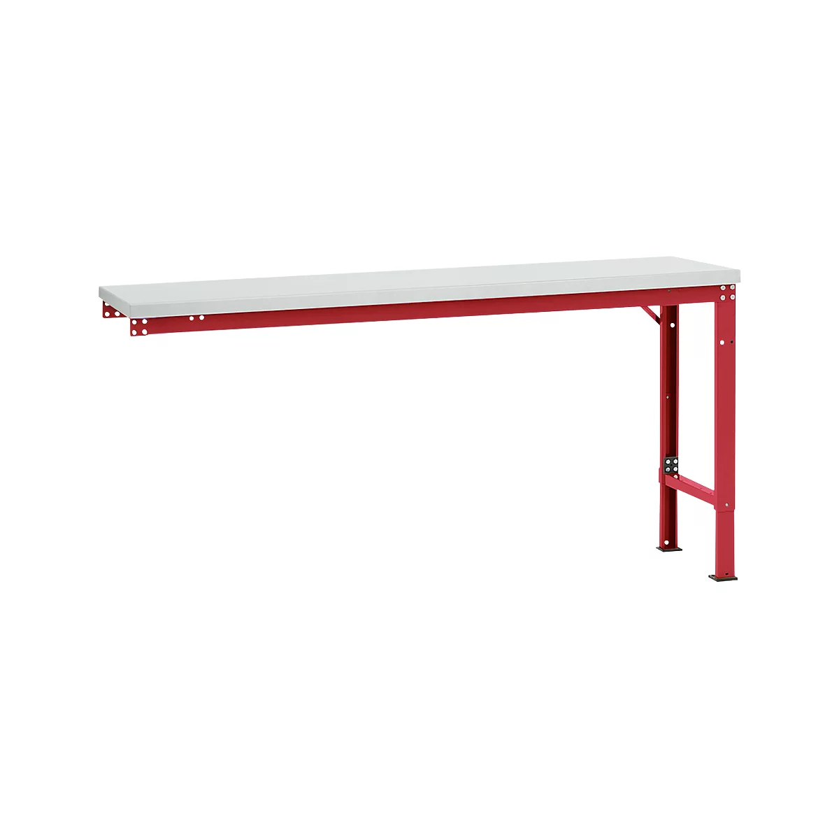 Mesa de extensión Manuflex UNIVERSAL especial, 1750 x 800 mm, plástico gris luminoso, rojo rubí