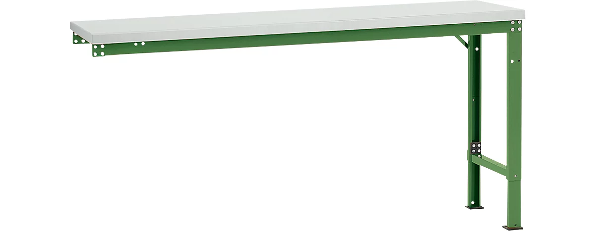 Mesa de extensión Manuflex UNIVERSAL especial, 1750 x 800 mm, plástico gris luminoso, verde reseda
