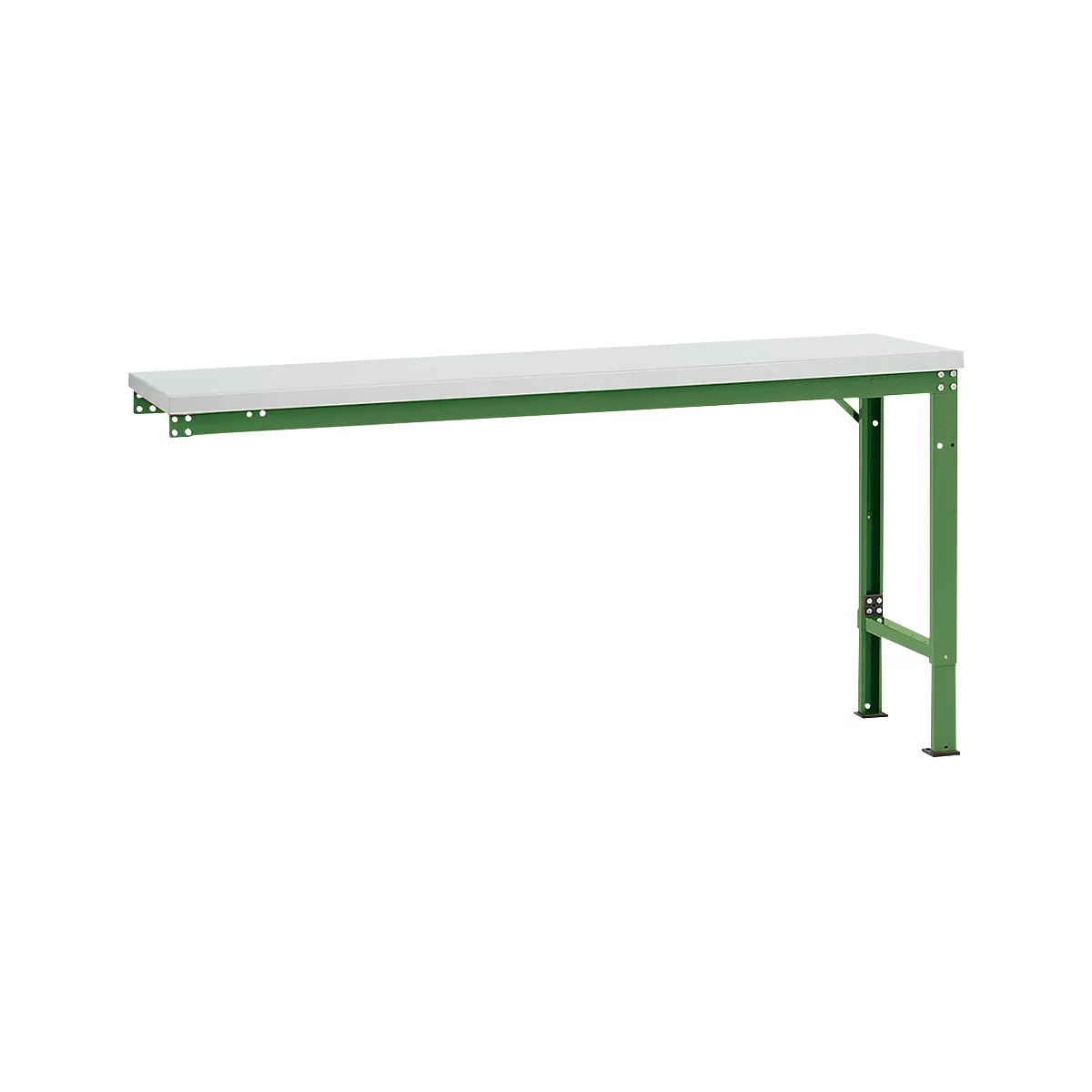 Mesa de extensión Manuflex UNIVERSAL especial, 1750 x 800 mm, plástico gris luminoso, verde reseda