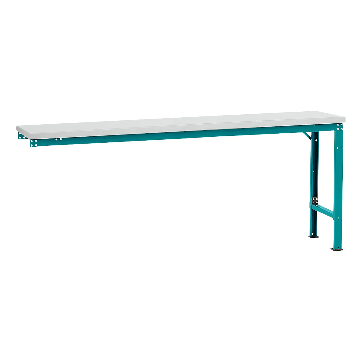 Mesa de extensión Manuflex UNIVERSAL especial, 2000 x 800 mm, melamina gris luminoso, azul agua