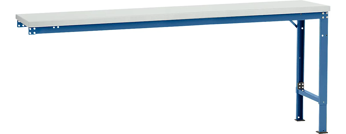 Mesa de extensión Manuflex UNIVERSAL especial, 2000 x 800 mm, melamina gris luminoso, azul brillante