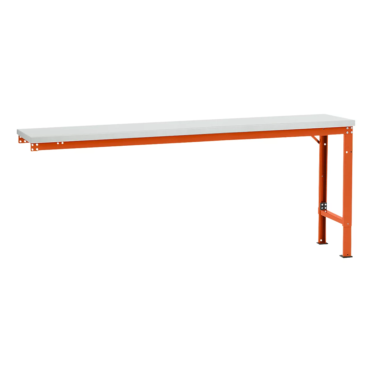 Mesa de extensión Manuflex UNIVERSAL especial, 2000 x 800 mm, melamina gris luminoso, rojo anaranjado