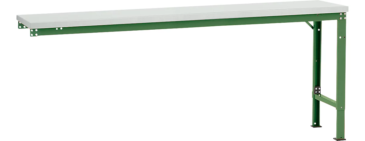 Mesa de extensión Manuflex UNIVERSAL especial, 2000 x 800 mm, melamina gris luminoso, verde reseda