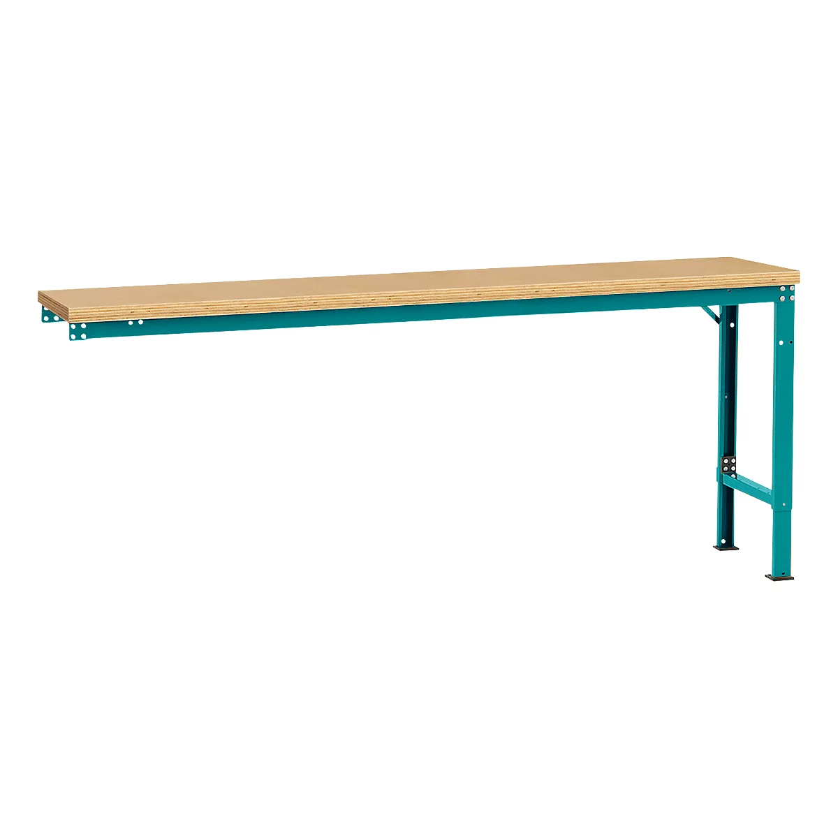 Mesa de extensión Manuflex UNIVERSAL especial, 2000 x 800 mm, multiplex natural, azul agua