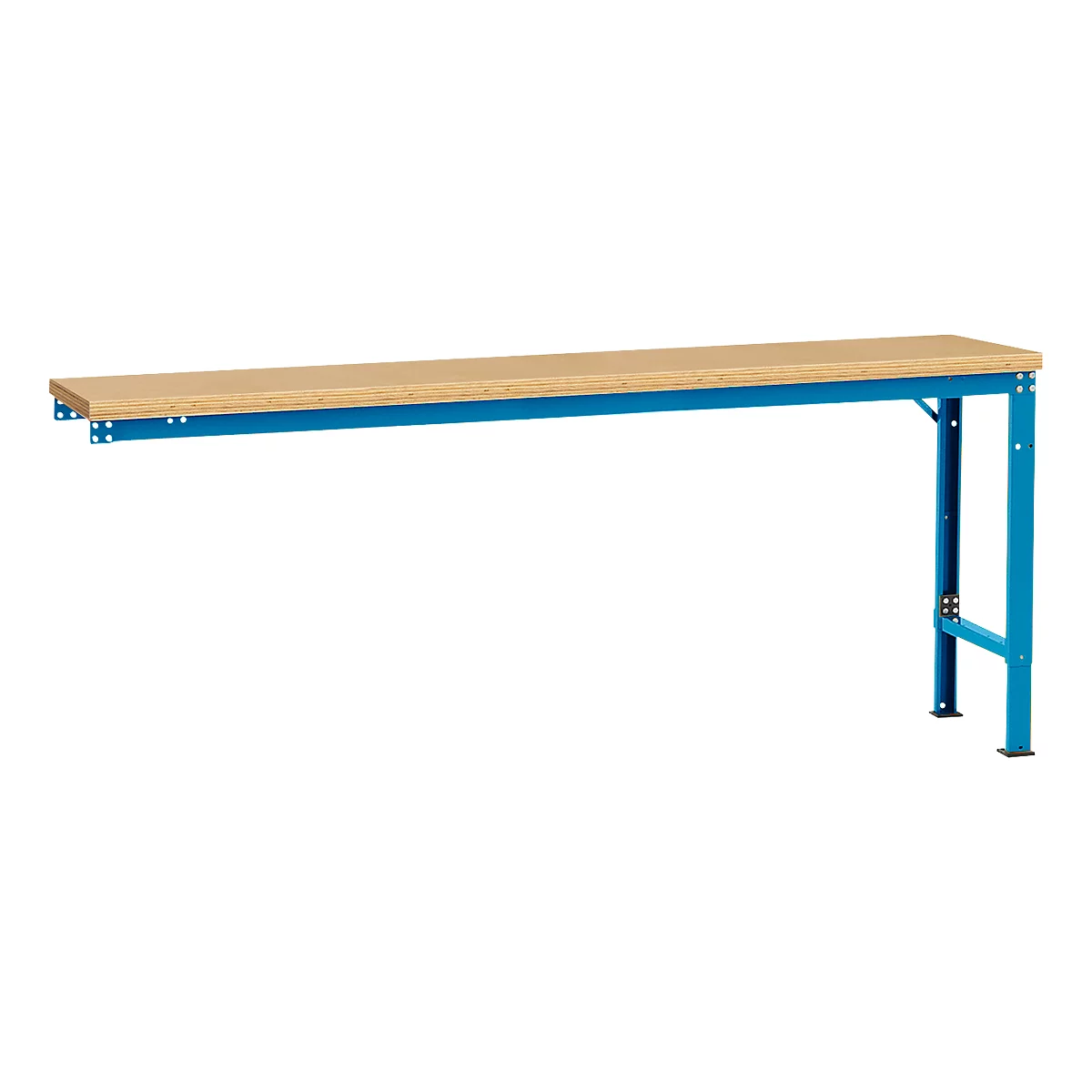 Mesa de extensión Manuflex UNIVERSAL especial, 2000 x 800 mm, multiplex natural, azul luminoso