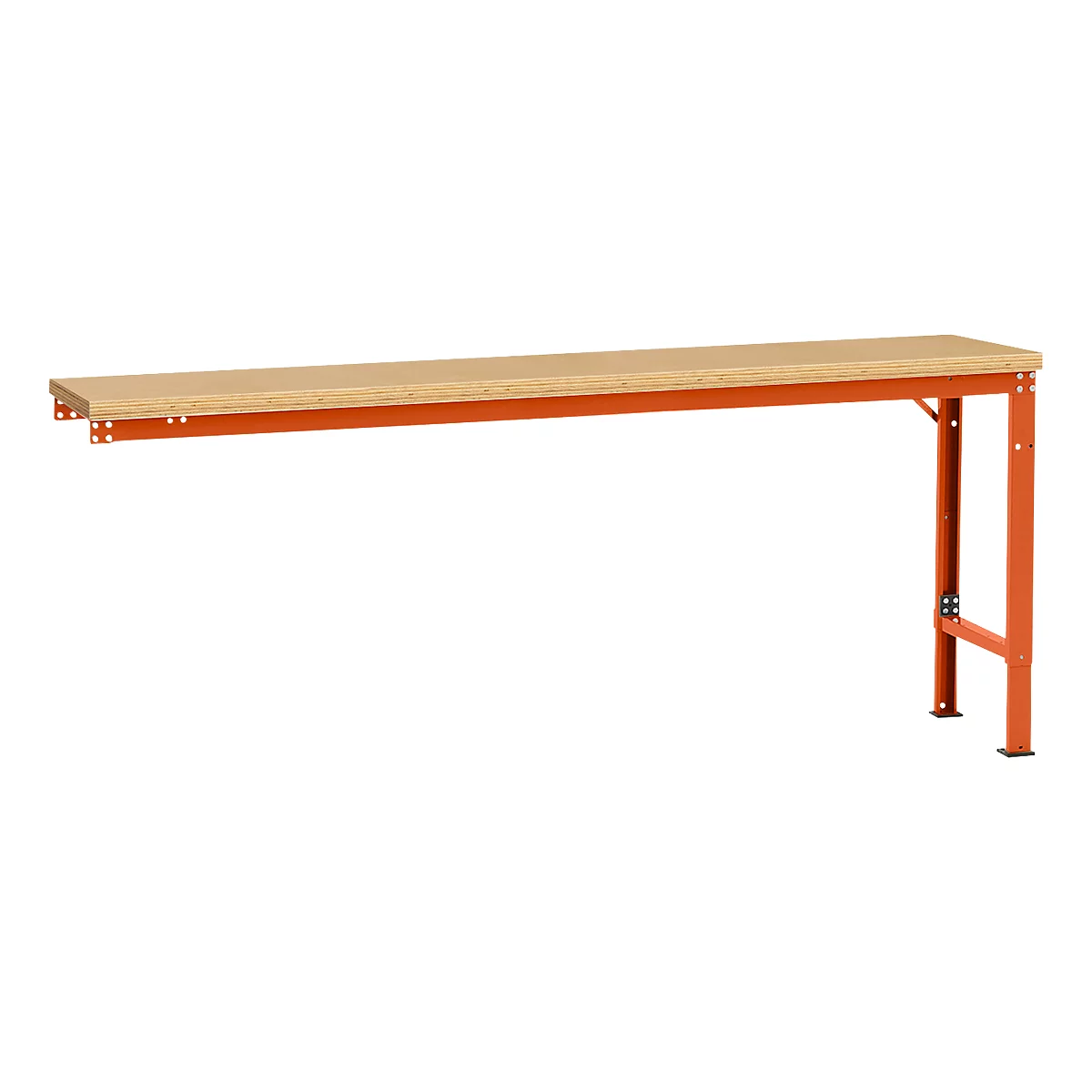 Mesa de extensión Manuflex UNIVERSAL especial, 2000 x 800 mm, multiplex natural, rojo anaranjado