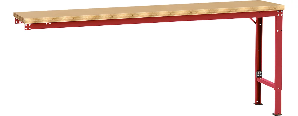 Mesa de extensión Manuflex UNIVERSAL especial, 2000 x 800 mm, multiplex natural, rojo rubí