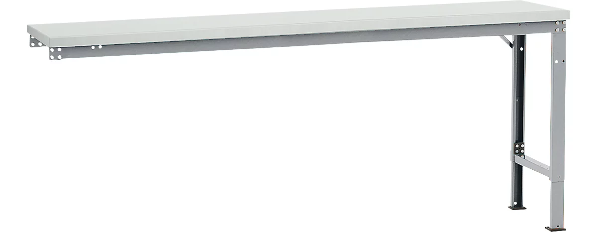 Mesa de extensión Manuflex UNIVERSAL especial, 2000 x 800 mm, plástico gris luminoso, aluminio plateado