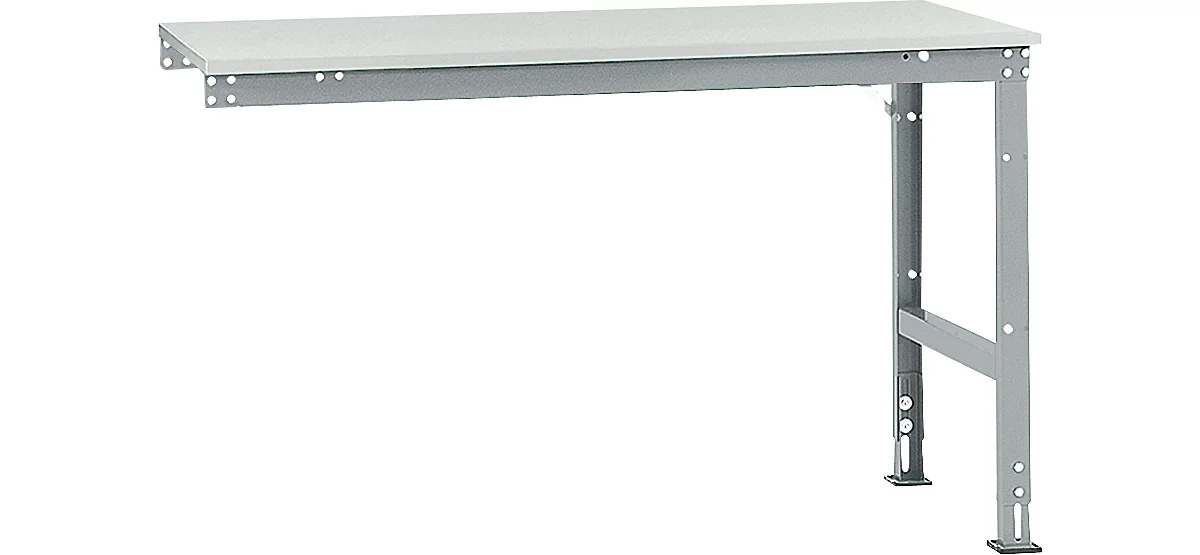 Mesa de extensión Manuflex UNIVERSAL estándar, 1500 x 800 mm, melamina gris luminoso, aluminio plateado