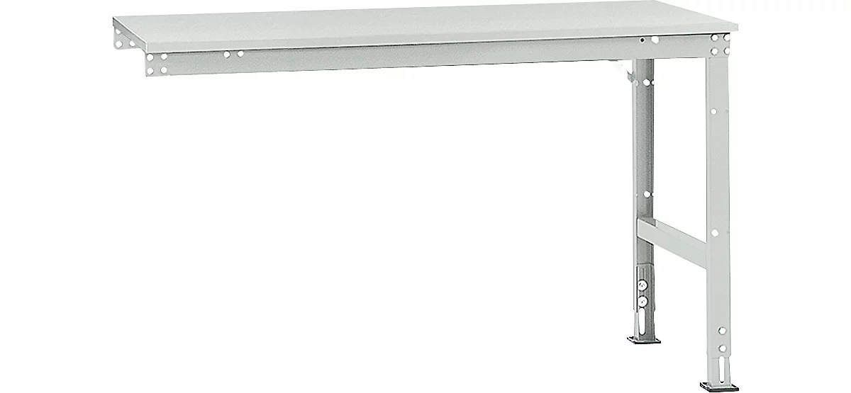 Mesa de extensión Manuflex UNIVERSAL estándar, 1500 x 800 mm, melamina gris luminoso, gris luminoso
