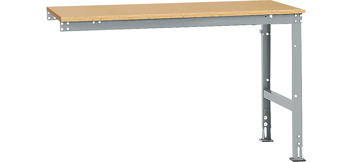 Mesa de extensión Manuflex UNIVERSAL estándar, 1500 x 800 mm, multiplex natural, aluminio plateado