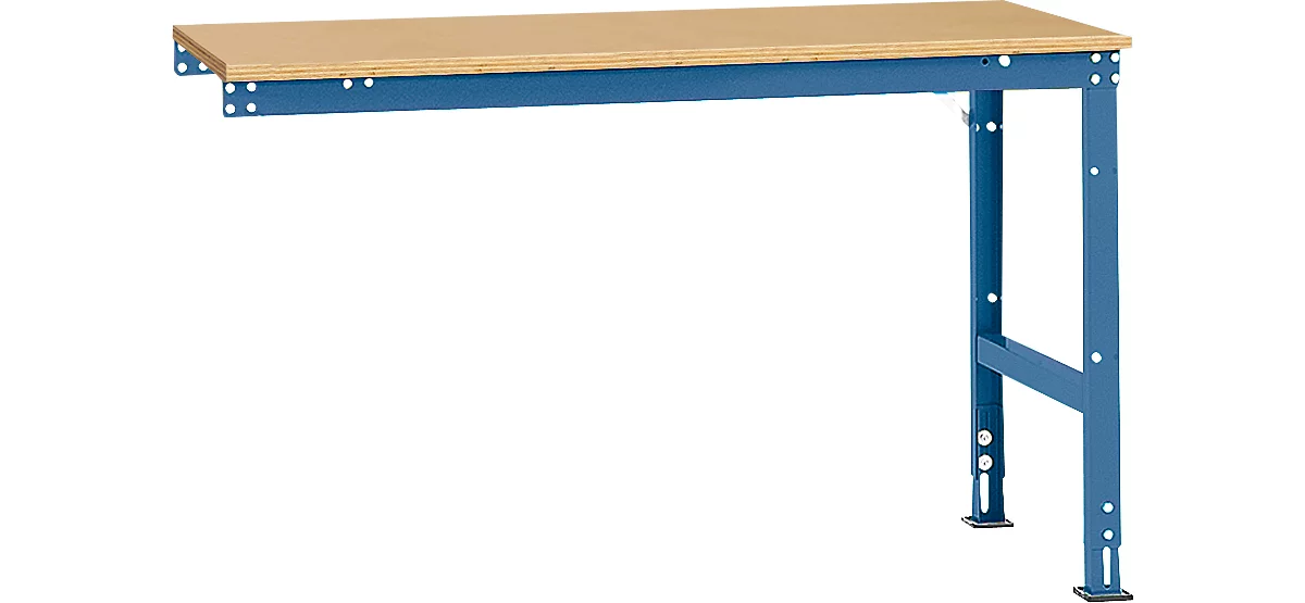 Mesa de extensión Manuflex UNIVERSAL estándar, 1500 x 800 mm, multiplex natural, azul brillante