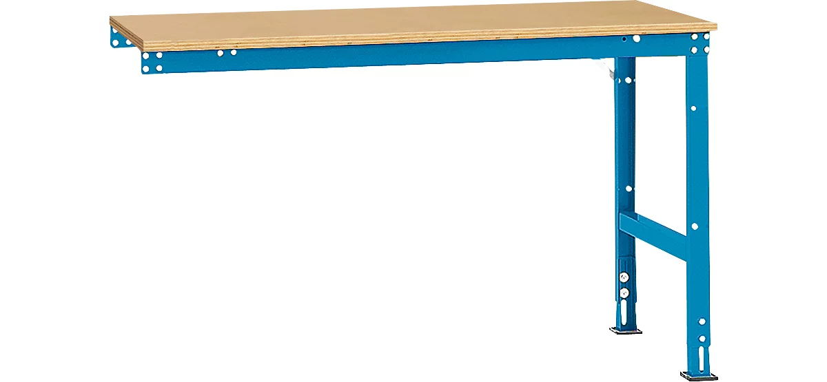 Mesa de extensión Manuflex UNIVERSAL estándar, 1500 x 800 mm, multiplex natural, azul luminoso