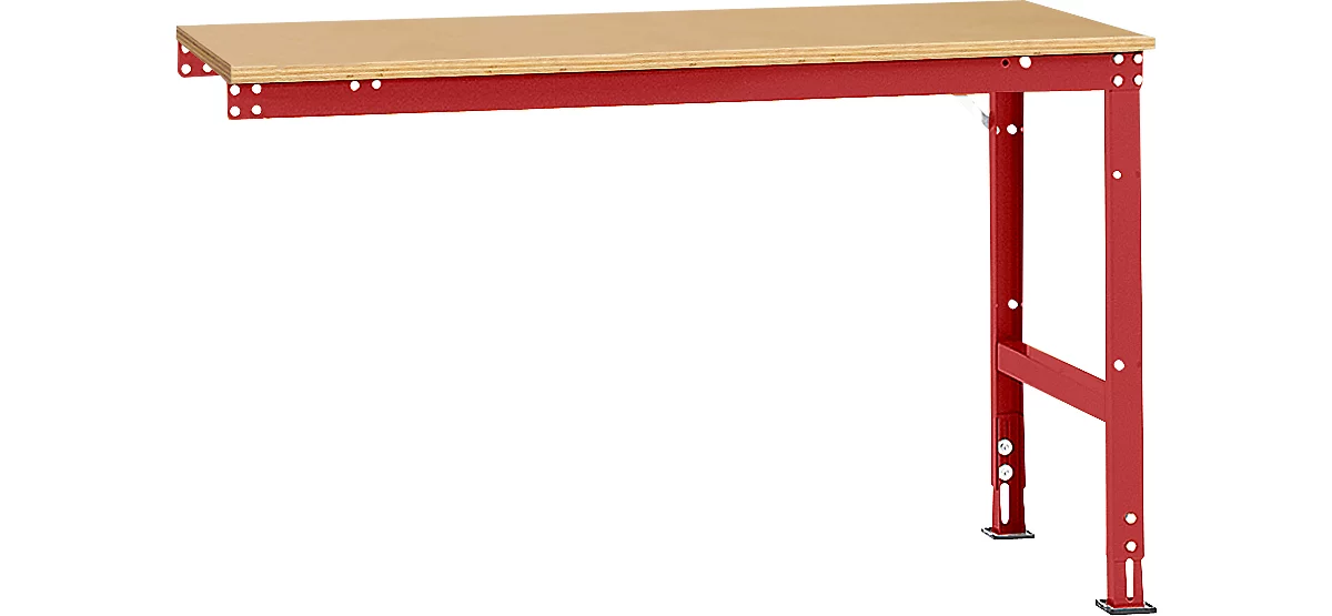Mesa de extensión Manuflex UNIVERSAL estándar, 1500 x 800 mm, multiplex natural, rojo rubí