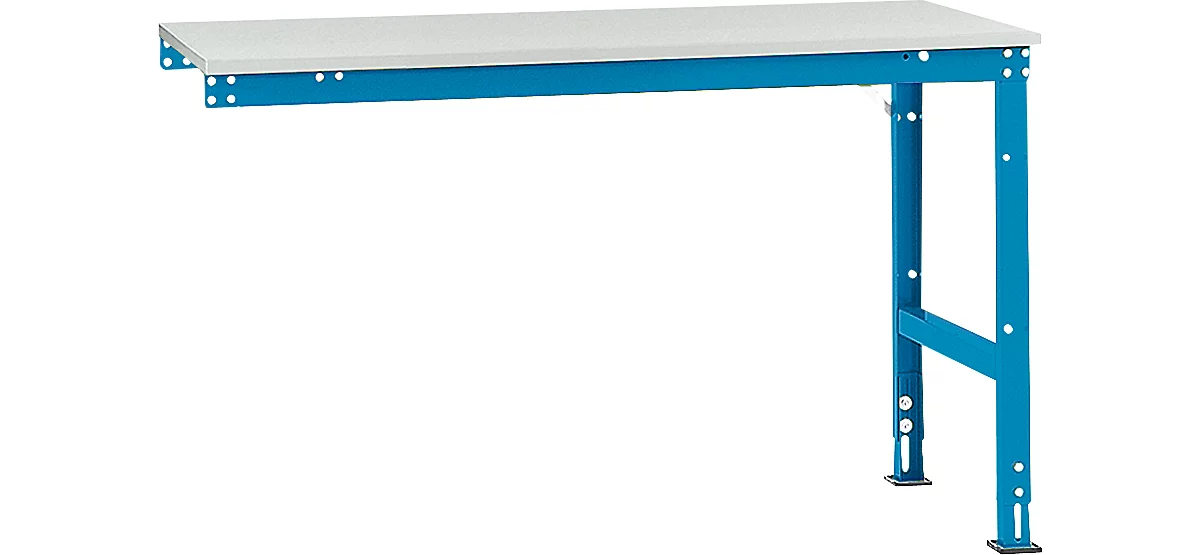 Mesa de extensión Manuflex UNIVERSAL estándar, 1500 x 800 mm, plástico gris luminoso, azul luminoso