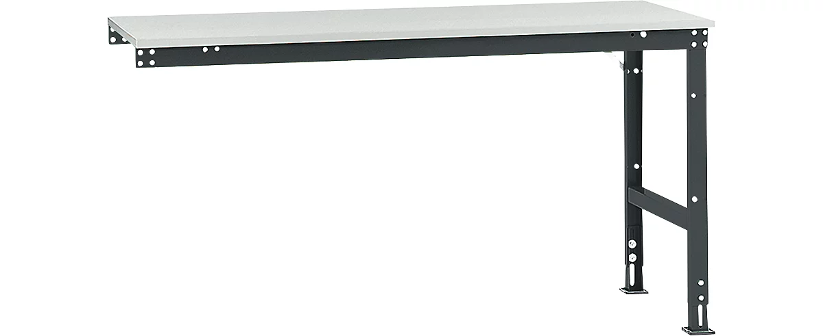 Mesa de extensión Manuflex UNIVERSAL estándar, 1750 x 800 mm, melamina gris luminoso, antracita
