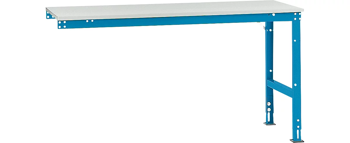 Mesa de extensión Manuflex UNIVERSAL estándar, 1750 x 800 mm, melamina gris luminoso, azul luminoso