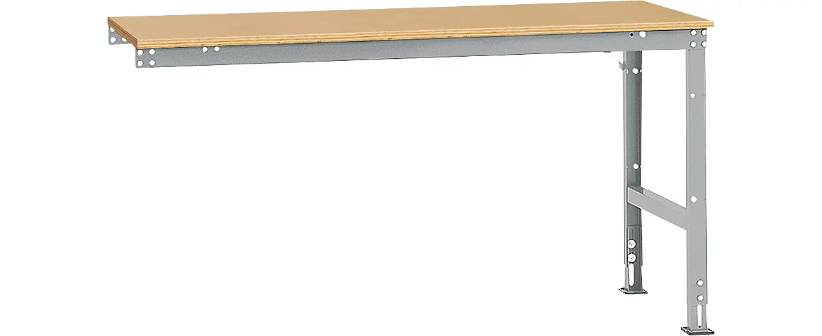 Mesa de extensión Manuflex UNIVERSAL estándar, 1750 x 800 mm, multiplex natural, aluminio plateado