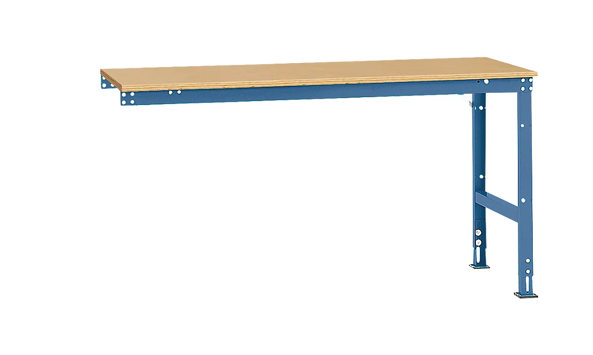 Mesa de extensión Manuflex UNIVERSAL estándar, 1750 x 800 mm, multiplex natural, azul brillante