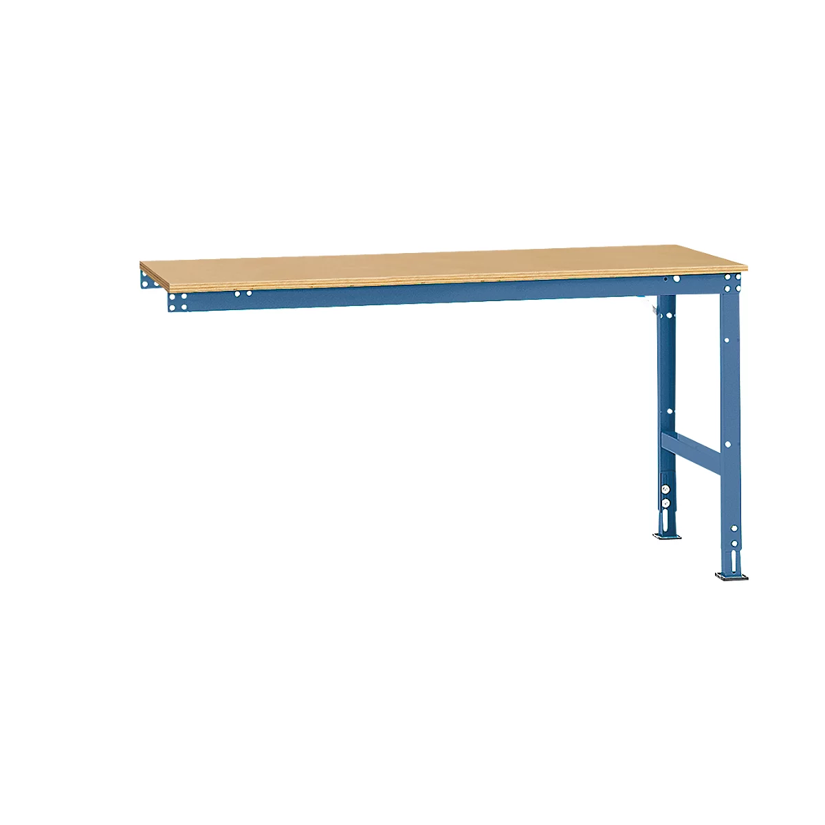 Mesa de extensión Manuflex UNIVERSAL estándar, 1750 x 800 mm, multiplex natural, azul brillante