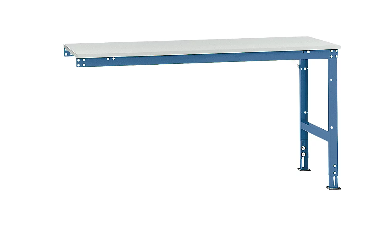 Mesa de extensión Manuflex UNIVERSAL estándar, 1750 x 800 mm, plástico gris luminoso, azul brillante