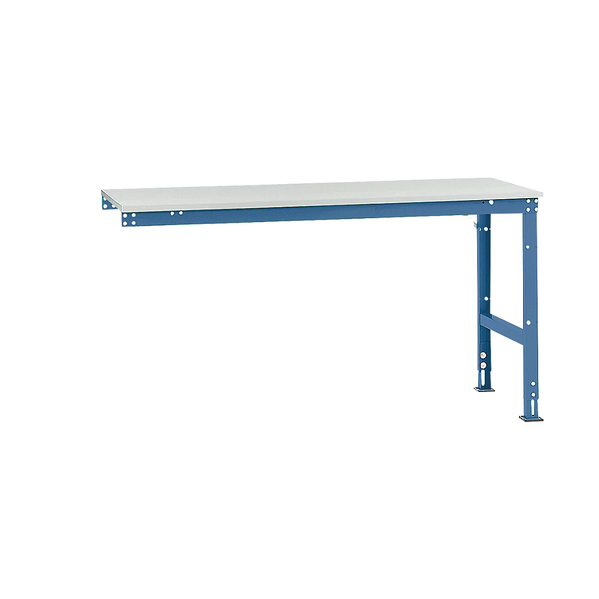 Mesa de extensión Manuflex UNIVERSAL estándar, 1750 x 800 mm, plástico gris luminoso, azul brillante