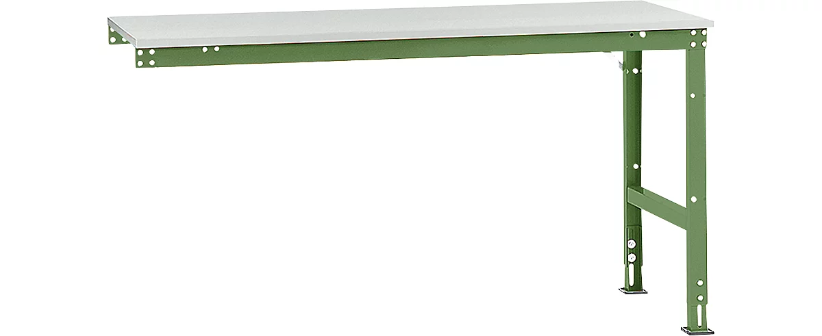 Mesa de extensión Manuflex UNIVERSAL estándar, 1750 x 800 mm, plástico gris luminoso, verde reseda