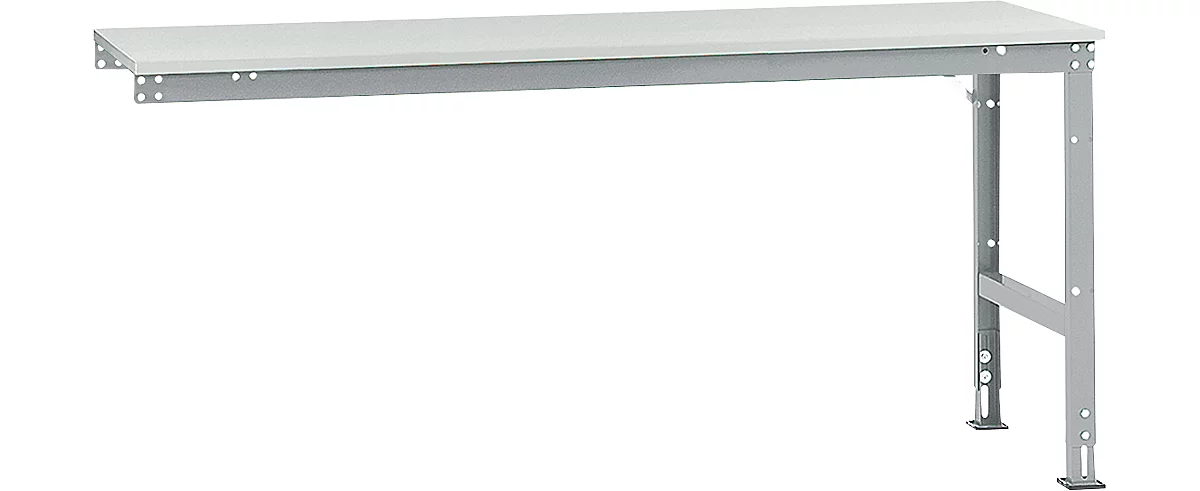 Mesa de extensión Manuflex UNIVERSAL estándar, 2000 x 800 mm, melamina gris luminoso, aluminio plateado