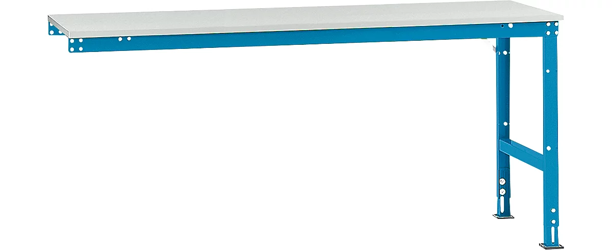 Mesa de extensión Manuflex UNIVERSAL estándar, 2000 x 800 mm, melamina gris luminoso, azul luminoso