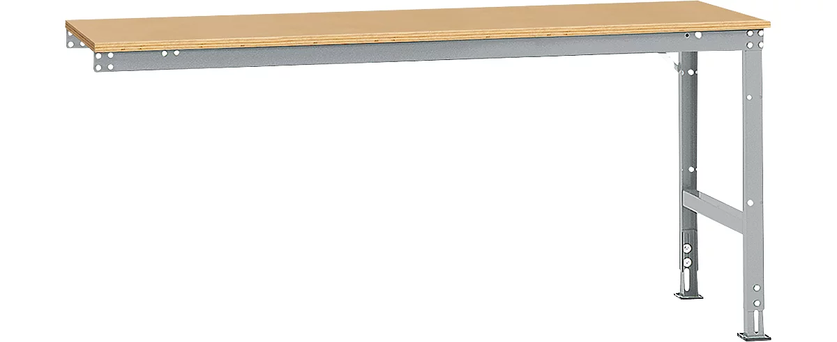 Mesa de extensión Manuflex UNIVERSAL estándar, 2000 x 800 mm, multiplex natural, aluminio plateado