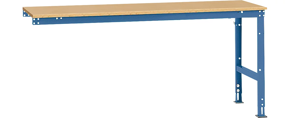 Mesa de extensión Manuflex UNIVERSAL estándar, 2000 x 800 mm, multiplex natural, azul brillante