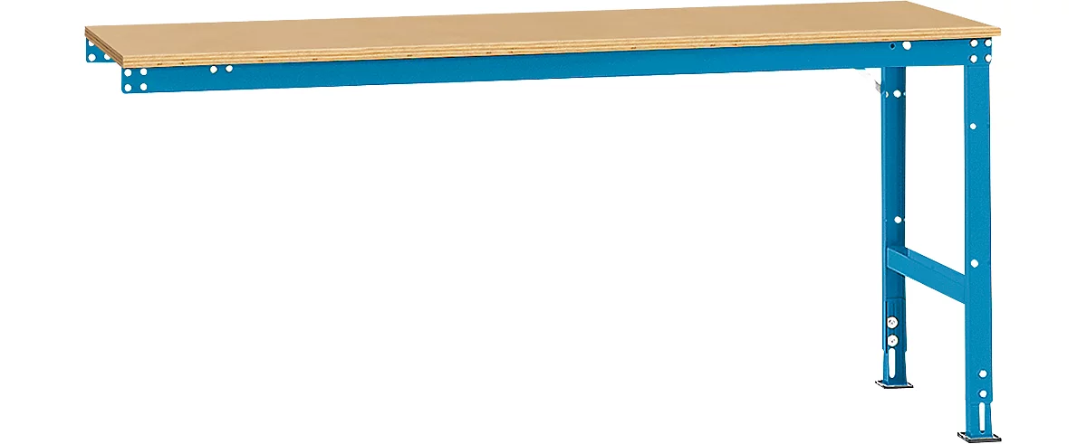 Mesa de extensión Manuflex UNIVERSAL estándar, 2000 x 800 mm, multiplex natural, azul luminoso