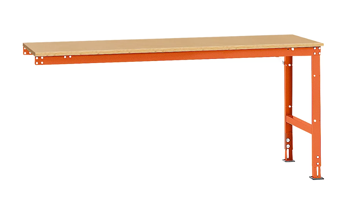 Mesa de extensión Manuflex UNIVERSAL estándar, 2000 x 800 mm, multiplex natural, rojo anaranjado