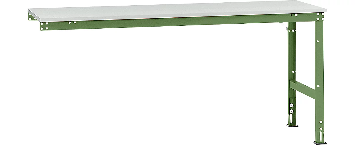 Mesa de extensión Manuflex UNIVERSAL estándar, 2000 x 800 mm, plástico gris luminoso, verde reseda