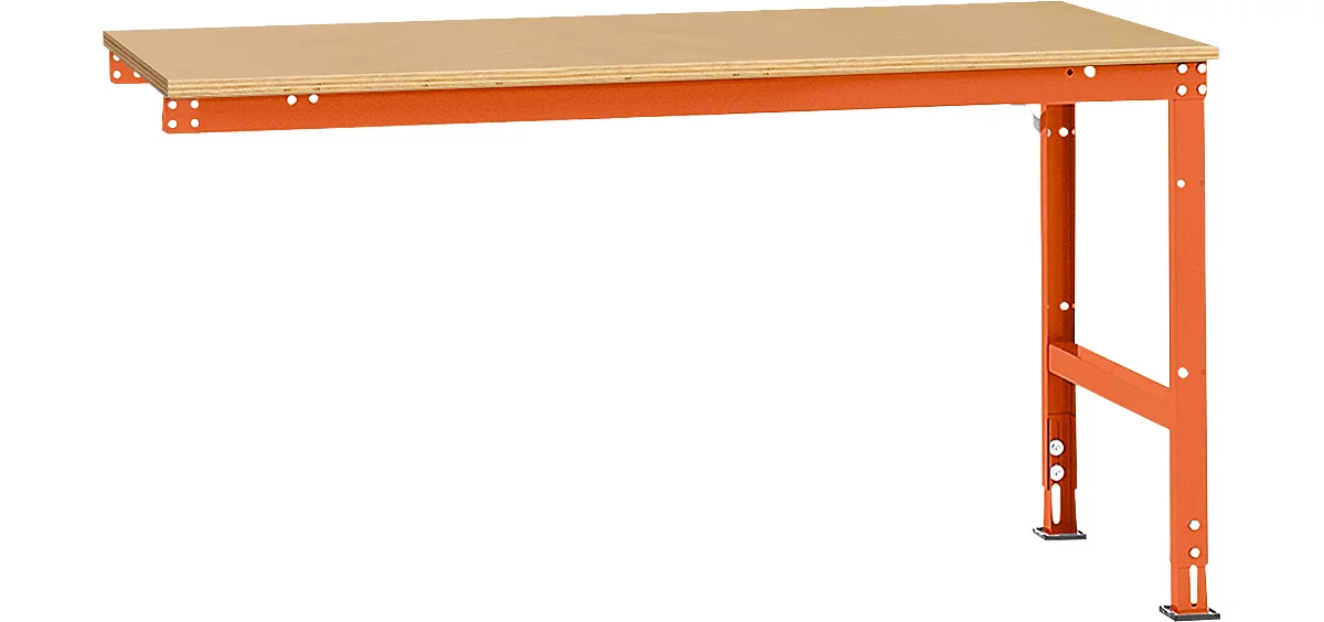 Mesa de extensión Manuflex UNIVERSAL estándar, tablero multiplex, 1750x1000, rojo anaranjado