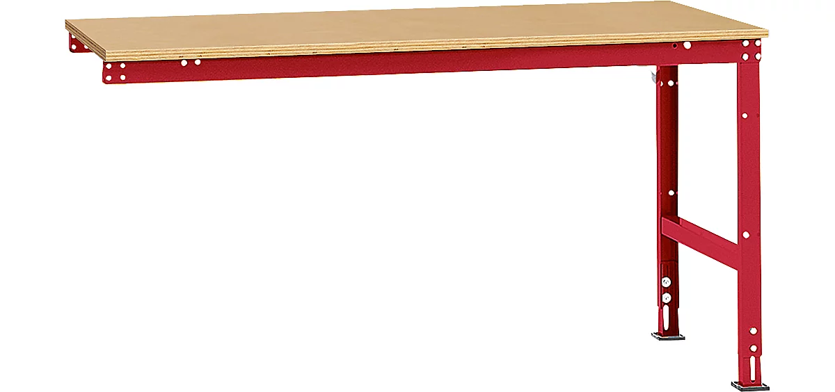 Mesa de extensión Manuflex UNIVERSAL estándar, tablero multiplex, 1750x1000, rojo rubí