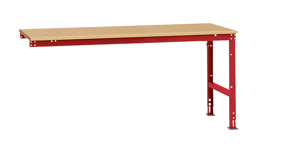 Mesa de extensión Manuflex UNIVERSAL estándar, tablero multiplex, 2000x1000, rojo rubí