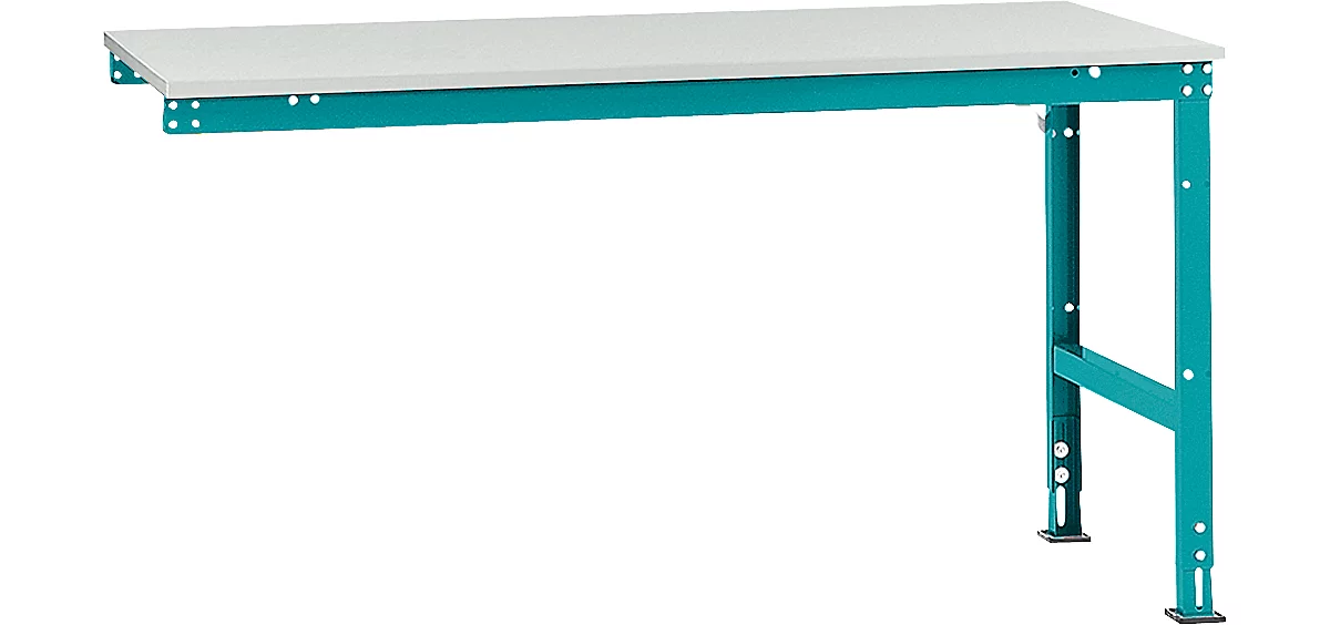 Mesa de extensión Manuflex UNIVERSAL estándar, tablero plástico, 1750x1000, azul agua