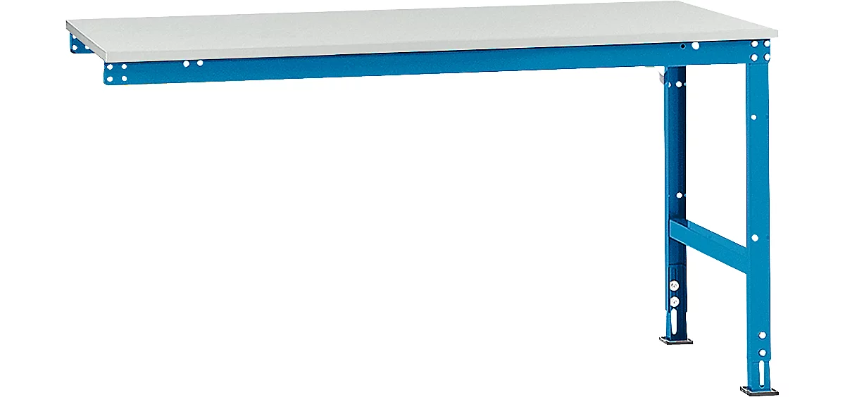 Mesa de extensión Manuflex UNIVERSAL estándar, tablero plástico, 1750x1000, azul luminoso