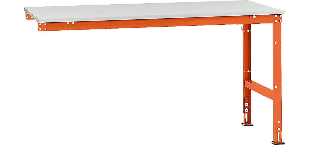 Mesa de extensión Manuflex UNIVERSAL estándar, tablero plástico, 1750x1000, rojo anaranjado