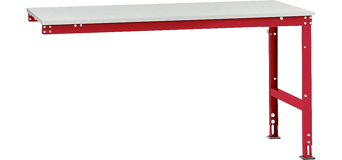 Mesa de extensión Manuflex UNIVERSAL estándar, tablero plástico, 1750x1000, rojo rubí