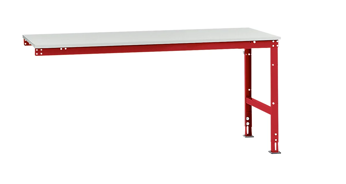 Mesa de extensión Manuflex UNIVERSAL estándar, tablero plástico, 2000x1000, rojo rubí